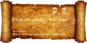 Platzerjanó Kármán névjegykártya